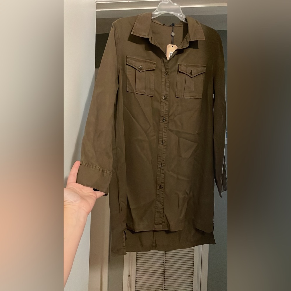 Olive button down dress